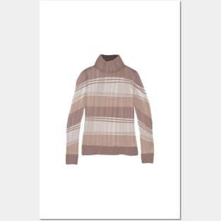 Brown stripped knit sweater Posters and Art